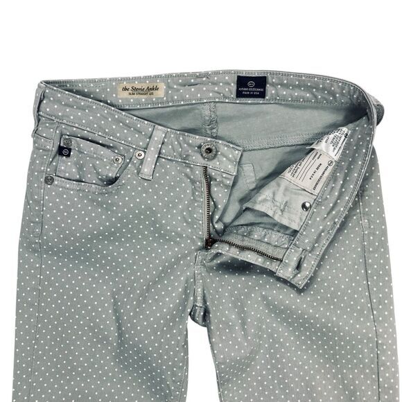 Adriano Goldschmied Jeans Women 26 Gray Polka Dot Stevie Slim Ankle Straight Leg - Picture 3 of 15